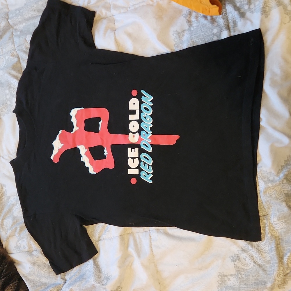 Rds Black Ice Cold Red Dragon Spellout Big Logo T Shirt